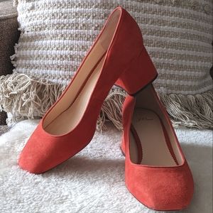 SALE! J. Crew tangerine suede block heel, size 10
